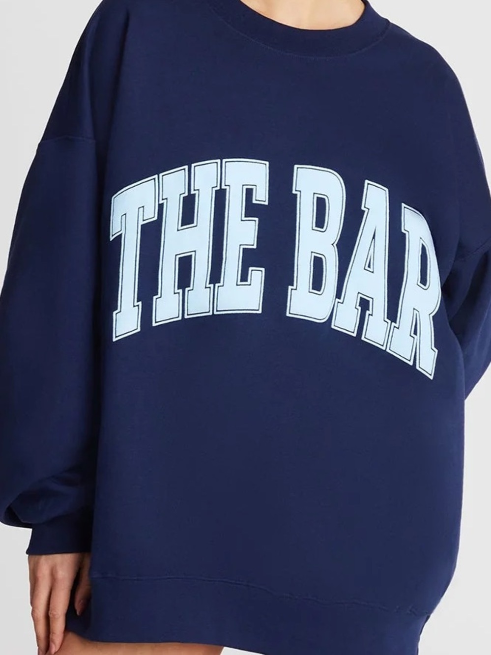 NWT THE BAR XXXL 3XL Oversized Crewneck Sweatshirt Navy Blue Baby Blue Sweater - Picture 5 of 12
